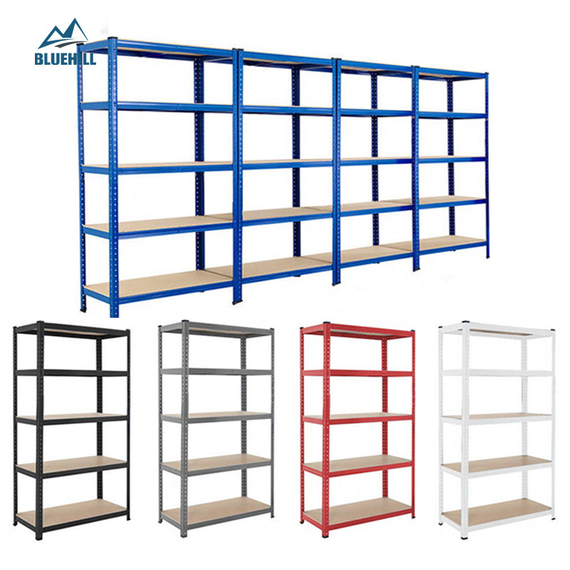 Light duty 5 tiers/layer slotted boltless Steel storage metal shelf rack silver garage shelving units - galvanised