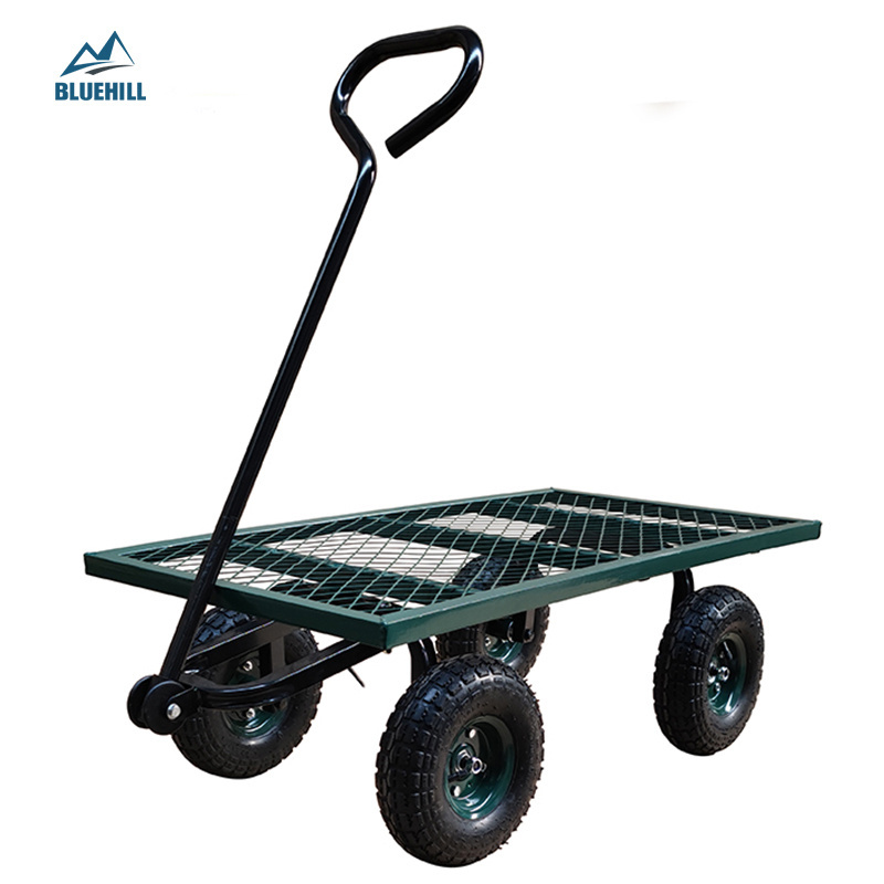 Heavy Duty Steel Mesh Garden Hand Cart Garden Tools Cart Utility Wagon Cart