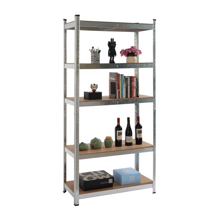 Light duty 5 tiers/layer slotted boltless Steel storage metal shelf rack silver garage shelving units - galvanised