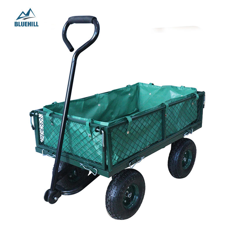 Heavy Duty Steel Mesh Garden Hand Cart Garden Tools Cart Utility Wagon Cart