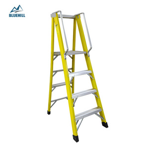 Type IA 300lbs 2 3 4 5 6 7 steps 2m,3m Frp material fiberglass work platform folding ladder with handrail