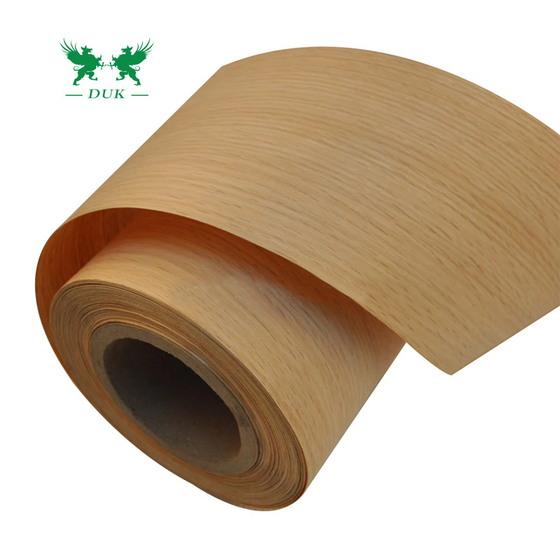 0.22mm Red Oak Wood Fleeced Veneer With Back Non Woven Fabric