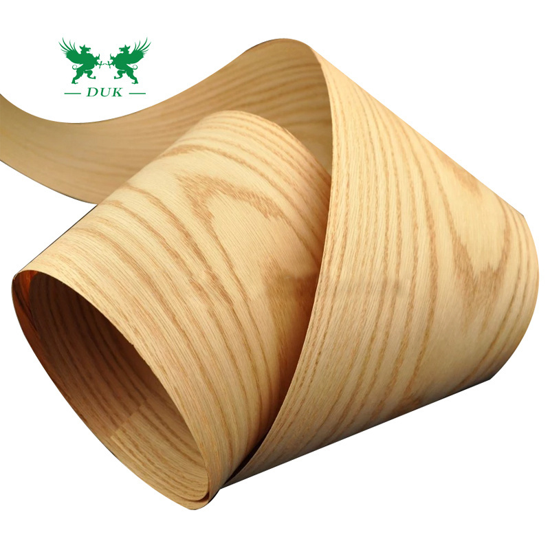 0.22mm Red Oak Wood Fleeced Veneer With Back Non Woven Fabric