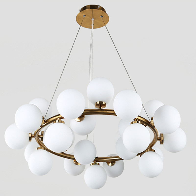 Zhong Shan modern chandelier living room white glass ball chandelier for living room ring chandelier bedroom with glass ball