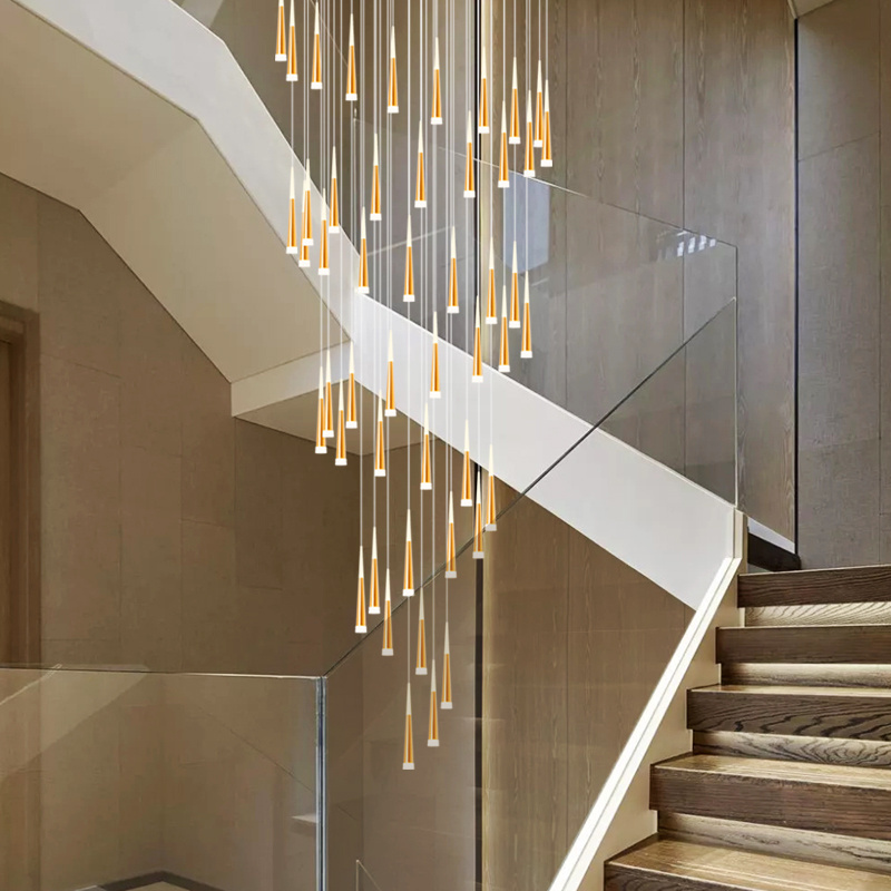 Project customized buy hotel Villa staircase high ceiling farmhouse crystal chandelier gold led teardrop pendant light fixture