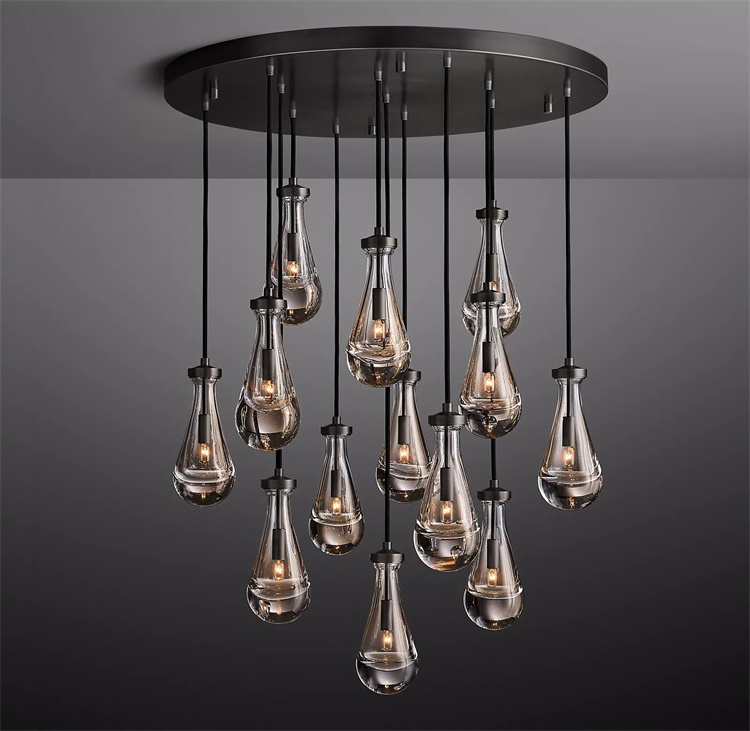 Modern ceiling fixture restaurant small crystal chandelier brass led ceiling hanging lantern lights glass raindrop chandelier