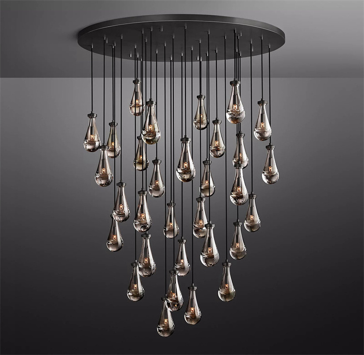 Modern ceiling fixture restaurant small crystal chandelier brass led ceiling hanging lantern lights glass raindrop chandelier