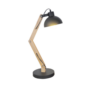 Modern Home Wooden Arm Table Lamp, Adjustable Chandelier Desk Lamp, Office Contemporary Wood Swing Arm Desk Light