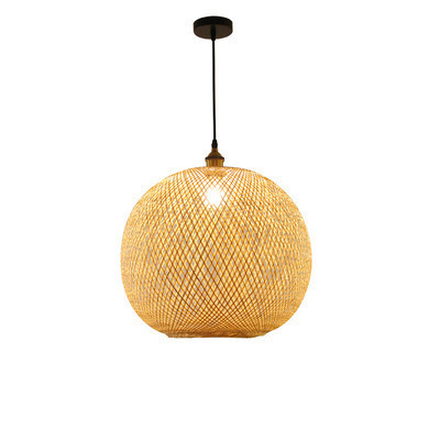 Wholesale basket round bamboo pendant light rattan chandelier bamboo small lamp shade lighting Woven led Decor Light Fixture