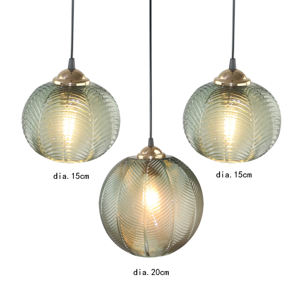 Nordic brief modern style iron art glass rustic pendant light fixture green flower ball pendant light for kitchen dinning table