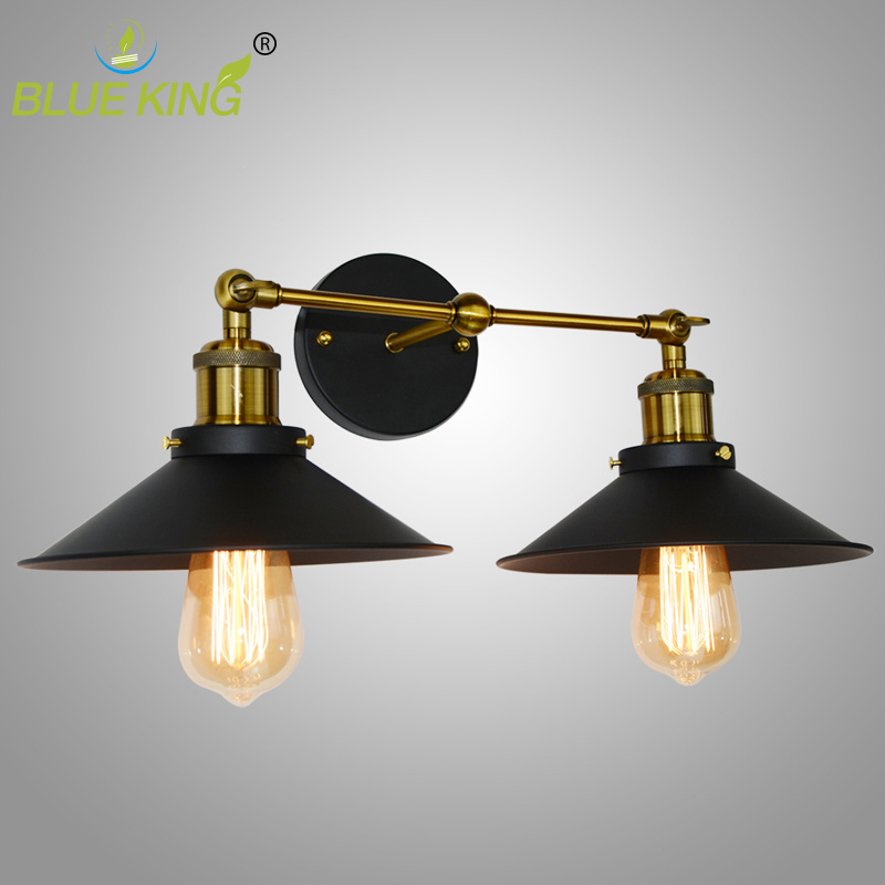 classic led loft iron wall lamp metal umbrella lamp shade for villa hotel bed wall light with 2 Lights