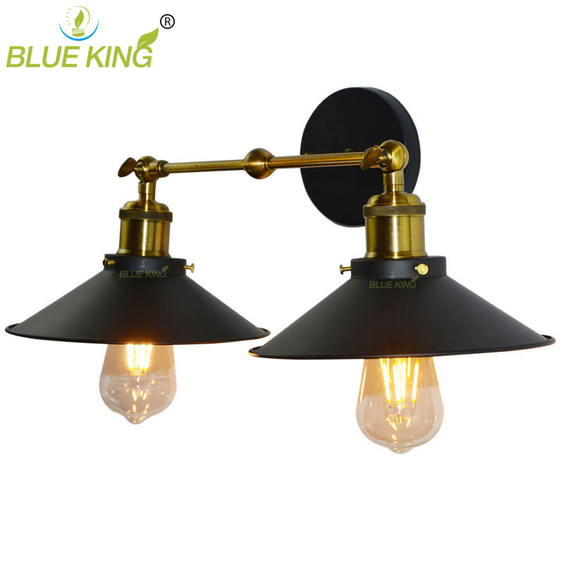 classic led loft iron wall lamp metal umbrella lamp shade for villa hotel bed wall light with 2 Lights