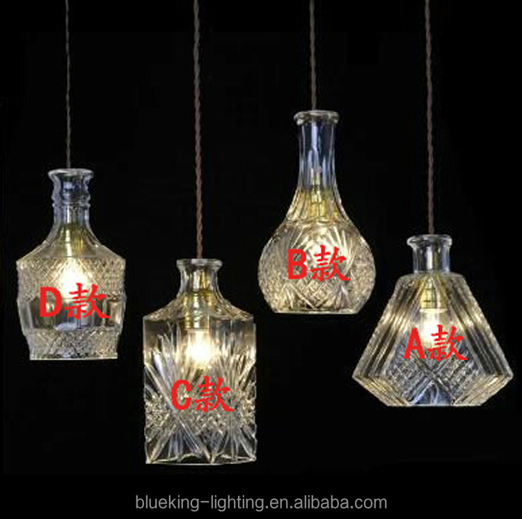 Fashion varied stained  clear glass drop light  milk bottle glass  ceiling lighting fixture for bar dinning room