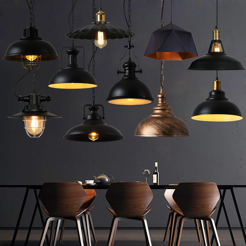 Industrial Retro Loft Iron single hanging spotlights chandelier pendant light traditional Cage Edison Home hexagon pendant light