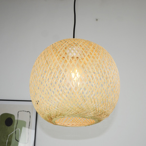 15.75inch hand made bamboo round ball  Restaurant Decor hanging light Interior woven  kitchen bamboo pendant lamp fixture