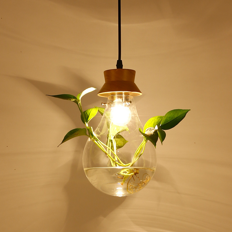 creative restaurant bar Art deco Led Plant pendant light Modern cafe plant glass chandelier hanging lamp fixture