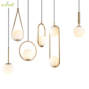 Modern brief lustre nordic style stair chandelier pendant light hotel reception round white glass ball hanging lights fixture