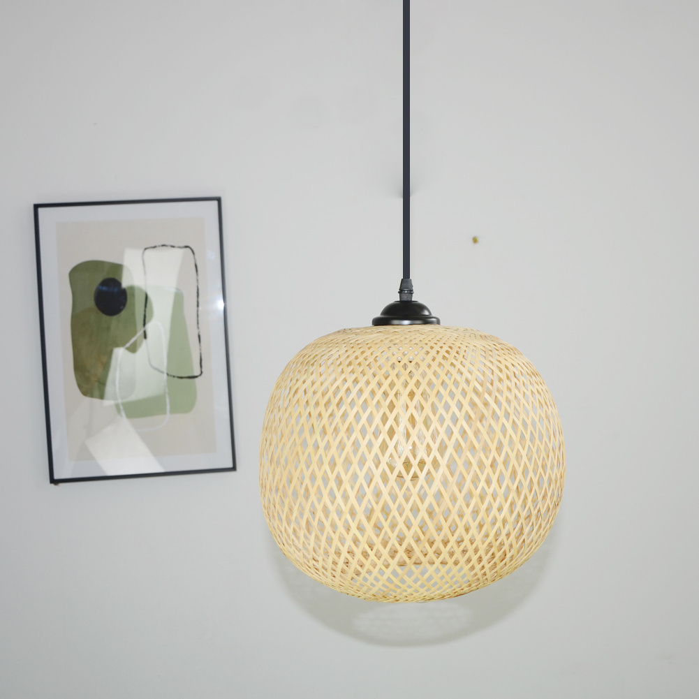 15.75inch hand made bamboo round ball  Restaurant Decor hanging light Interior woven  kitchen bamboo pendant lamp fixture