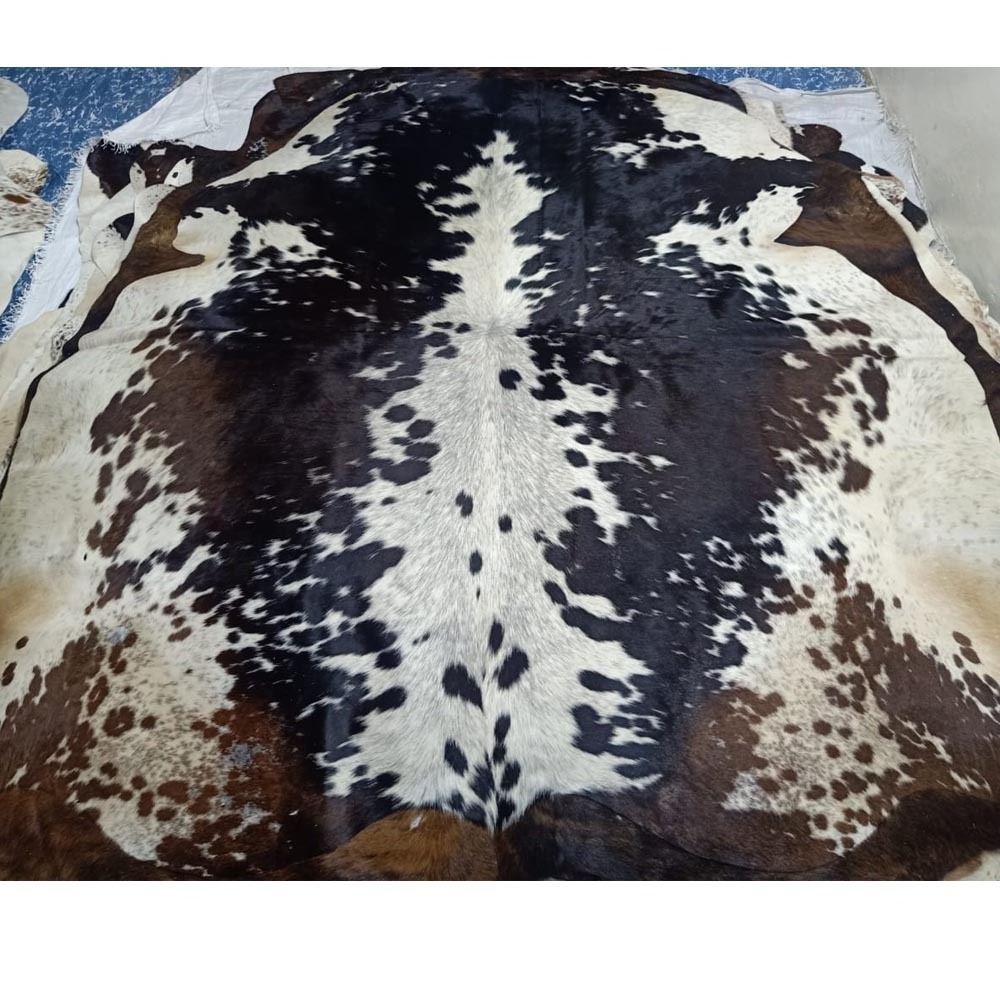 Large Cowhide Rugs 100% Cowhide Leather Rugs Tricolor Cow Hide Skin Carpet Area