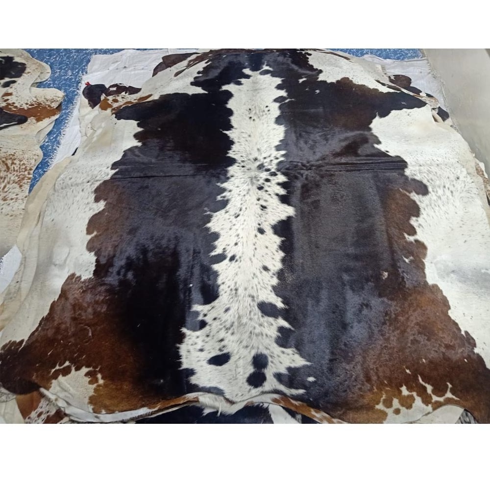 Large Cowhide Rugs 100% Cowhide Leather Rugs Tricolor Cow Hide Skin Carpet Area