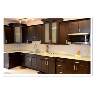 Latest Modern Style Customized Curved 2 Door Cupboard Solid Wood Kitchen Cabinet With Pantry