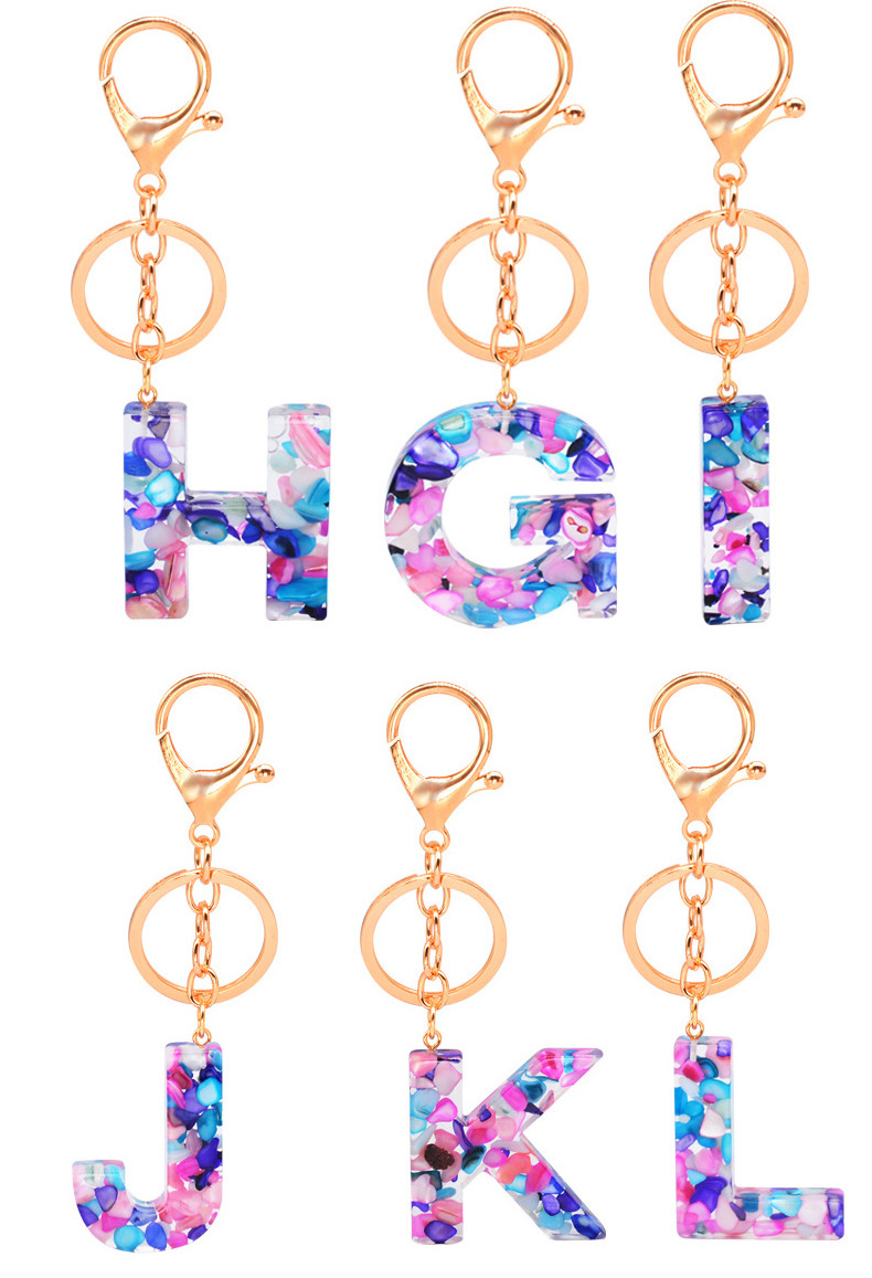 Wholesale constellation fruit slices letter keychain with tassels alphabet letter keychains epoxy resin initial keychain letter