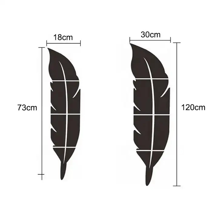 Wholesale 3D Feather Mirror Wall Sticker Room Decal Mural Art DIY Home Decor Decorative Mirrors