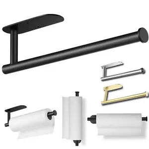 Stainless Steel Paper Towel Holder Adhesive Toilet Roll Paper Holder No Hole Punch Kitchen Bathroom Toilet Lengthen Storage Rack