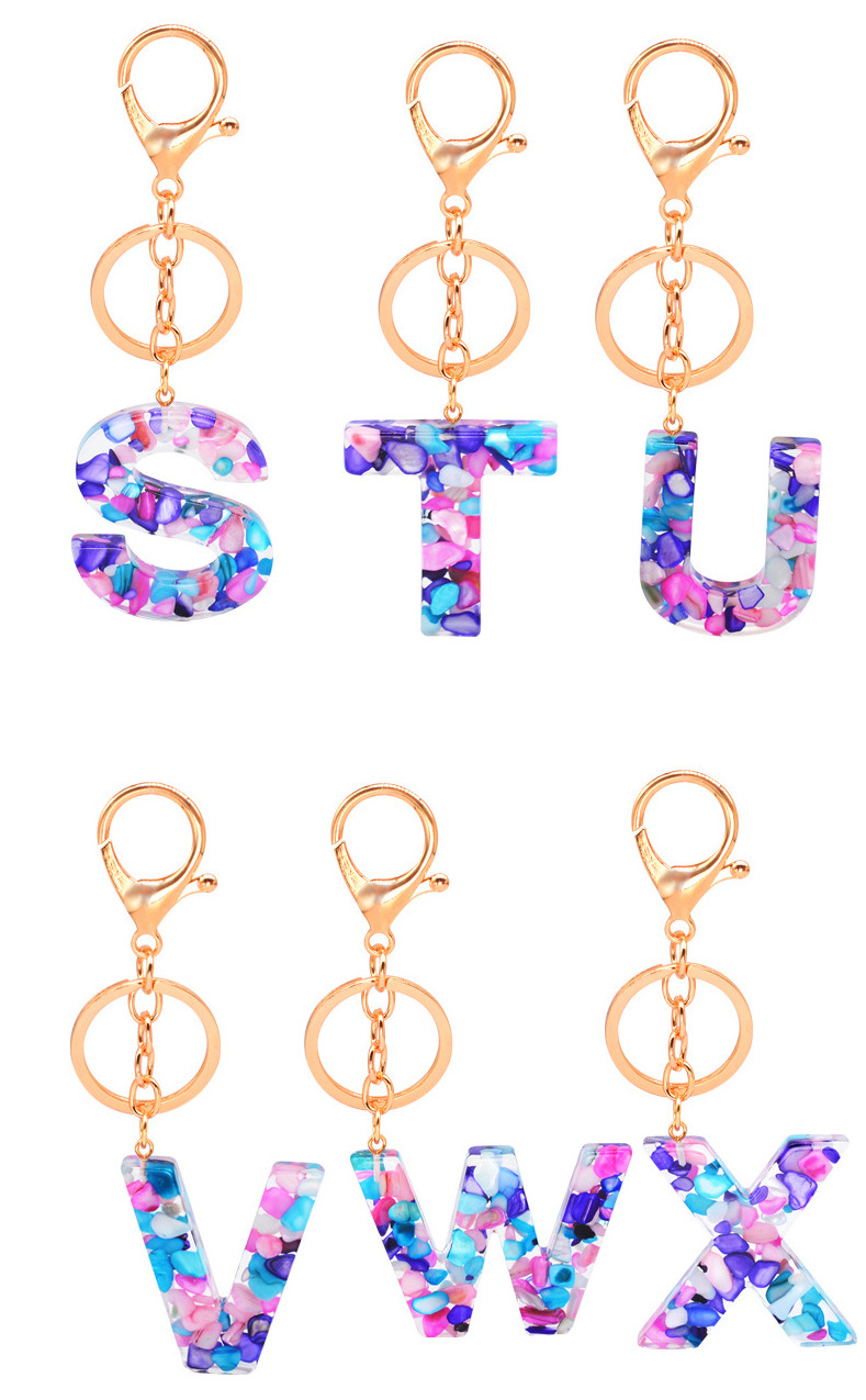 Wholesale constellation fruit slices letter keychain with tassels alphabet letter keychains epoxy resin initial keychain letter