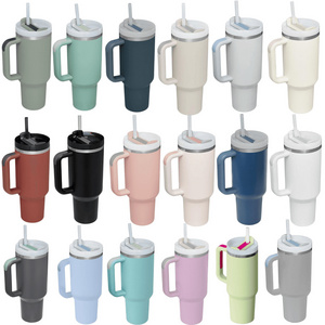 New arrival thermos mugs double wall custom tumbler vacuum insulated 40 oz mug tumbler stainless steel with handle