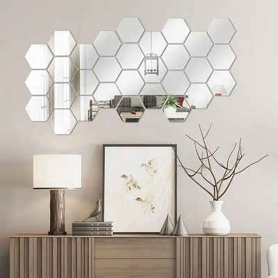 Decal Home Decor DIY Living Room Art Decal 3D Mirror Wall Acrylic Sticker Hexagon Vinyl Removable Wall Sticker