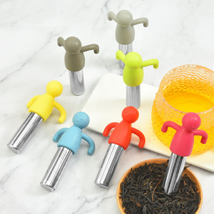 Silicone Cute Human Shape Tea Infuser Strainer Ball Stainless Steel Extra Fine Mesh Tea Steeper Filter For Loose Leaf Tea