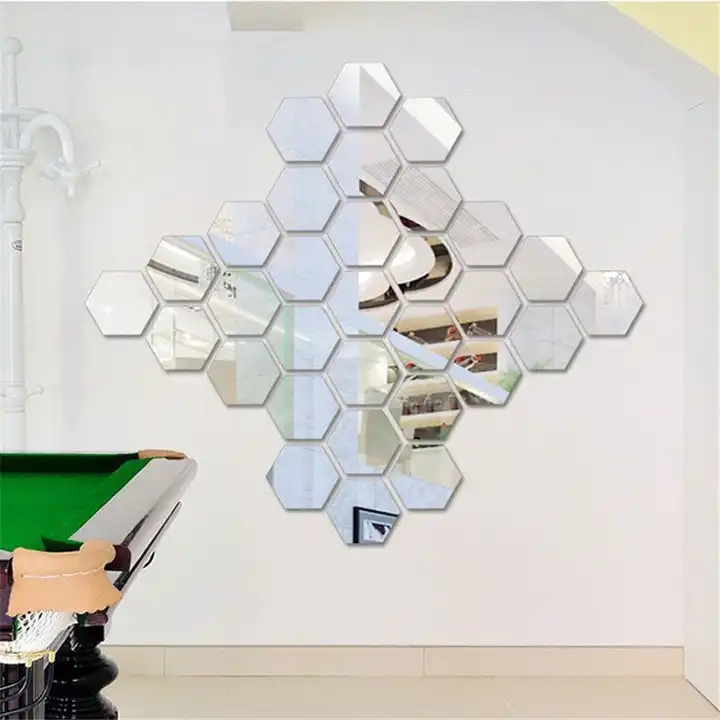 Decal Home Decor DIY Living Room Art Decal 3D Mirror Wall Acrylic Sticker Hexagon Vinyl Removable Wall Sticker