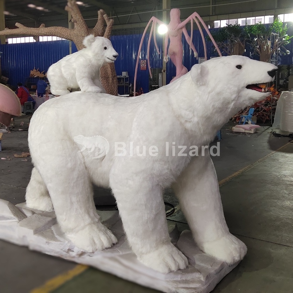 Lifelike artificial animatronic animal  Infrared Control  polar bear model for theme zoo park