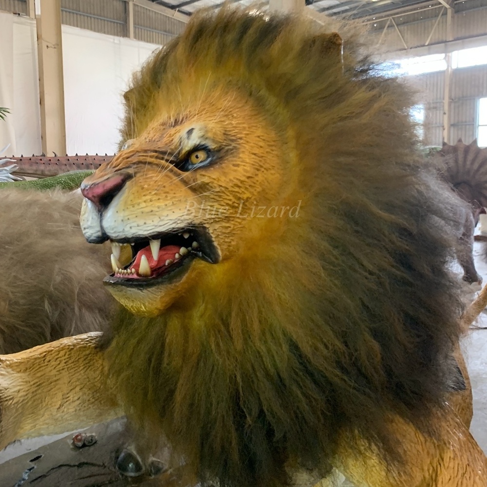 Animatronic Robot Animal Kingdom Full Life Size Zoo Decoration Simulation Animal Animatronic Lion Models Sale