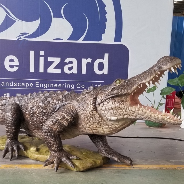 Theme Park Artificial Animatronic Animals Rubber Crocodile Model