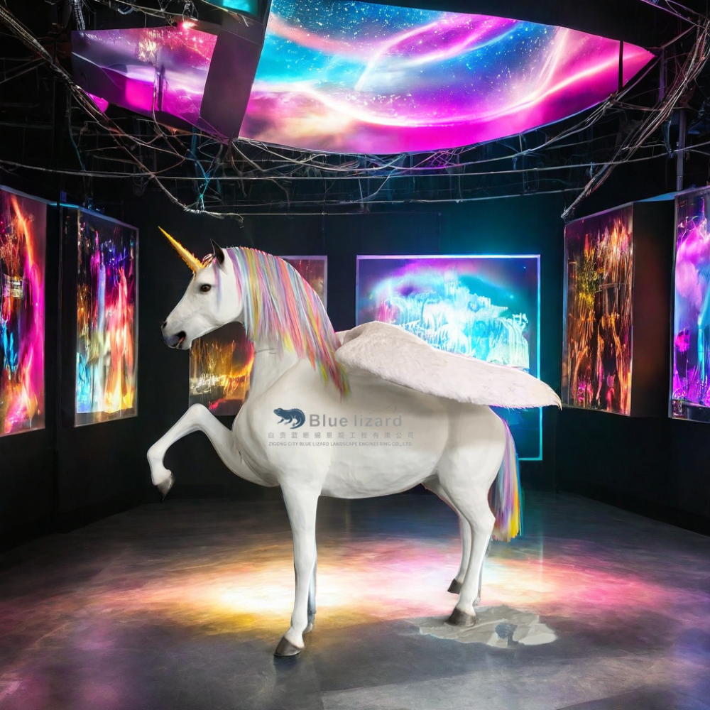 Indoor Artificial 3D Animal Model Animatronic Unicorn For Sale