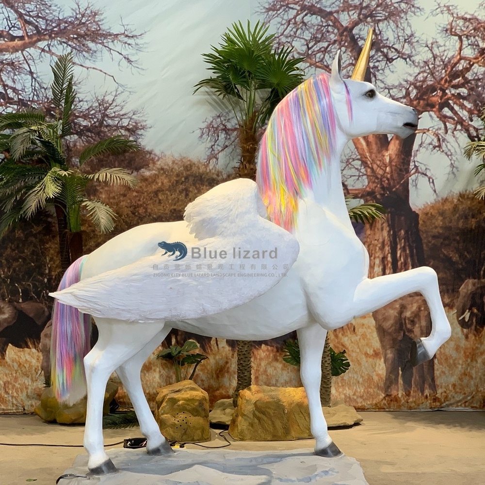 Indoor Artificial 3D Animal Model Animatronic Unicorn For Sale