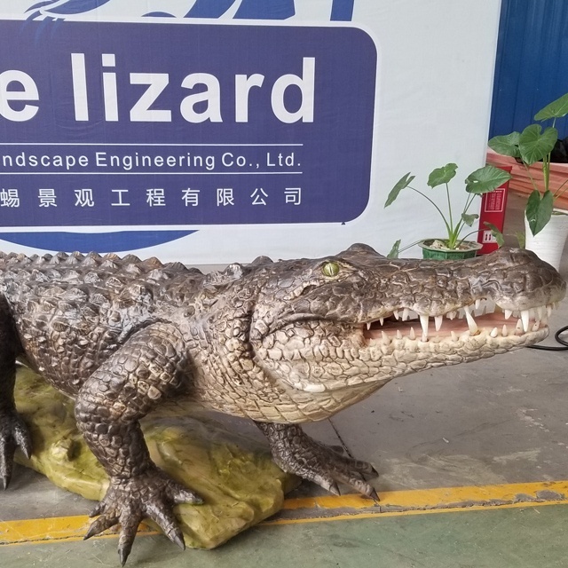 Theme Park Artificial Animatronic Animals Rubber Crocodile Model