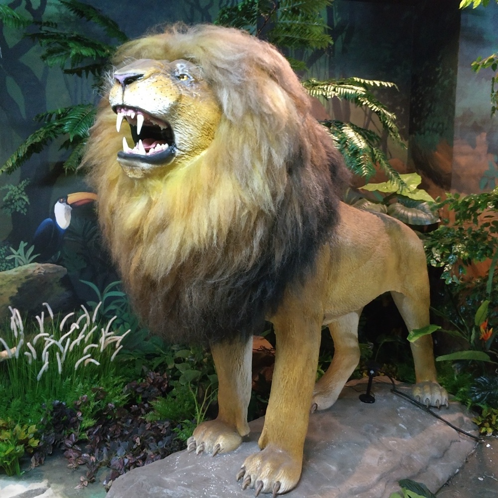 Blue Lizard Animal park Simulation zoo animatronic Animal Life size Lion for sale