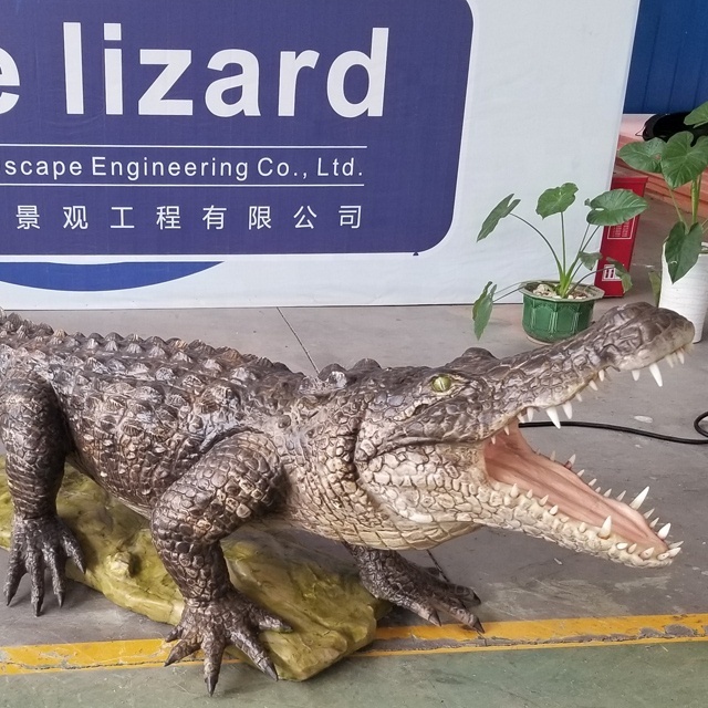 Theme Park Artificial Animatronic Animals Rubber Crocodile Model