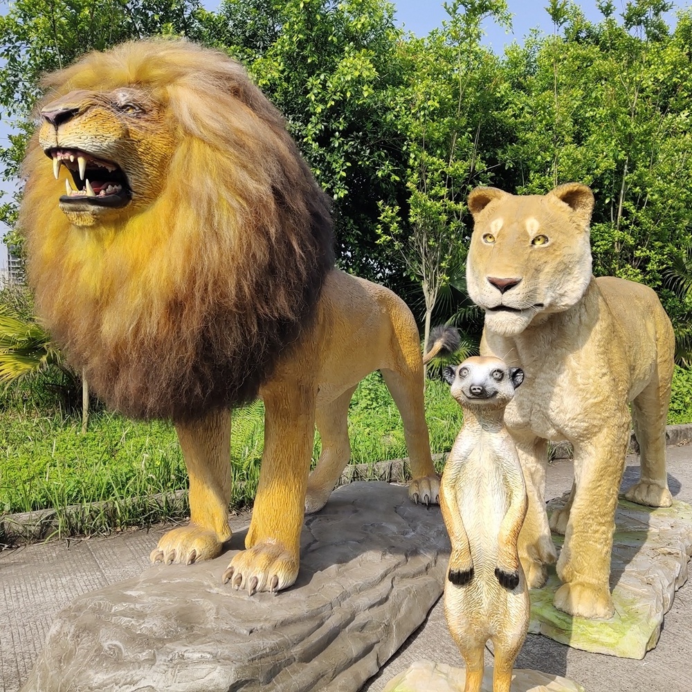 Blue Lizard Animal park Simulation zoo animatronic Animal Life size Lion for sale