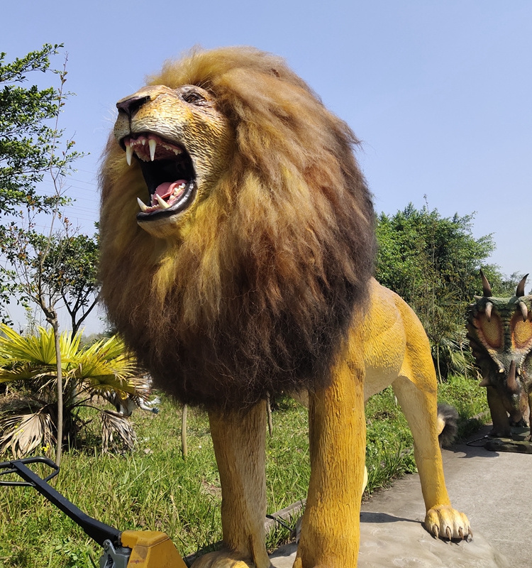 Animatronic Robot Animal Kingdom Full Life Size Zoo Decoration Simulation Animal Animatronic Lion Models Sale