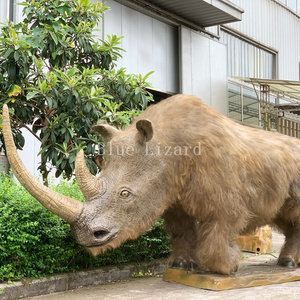 Animatronic Prehistoric Animal Model Simulation Woolly Rhinoceros With Fur For Indoor