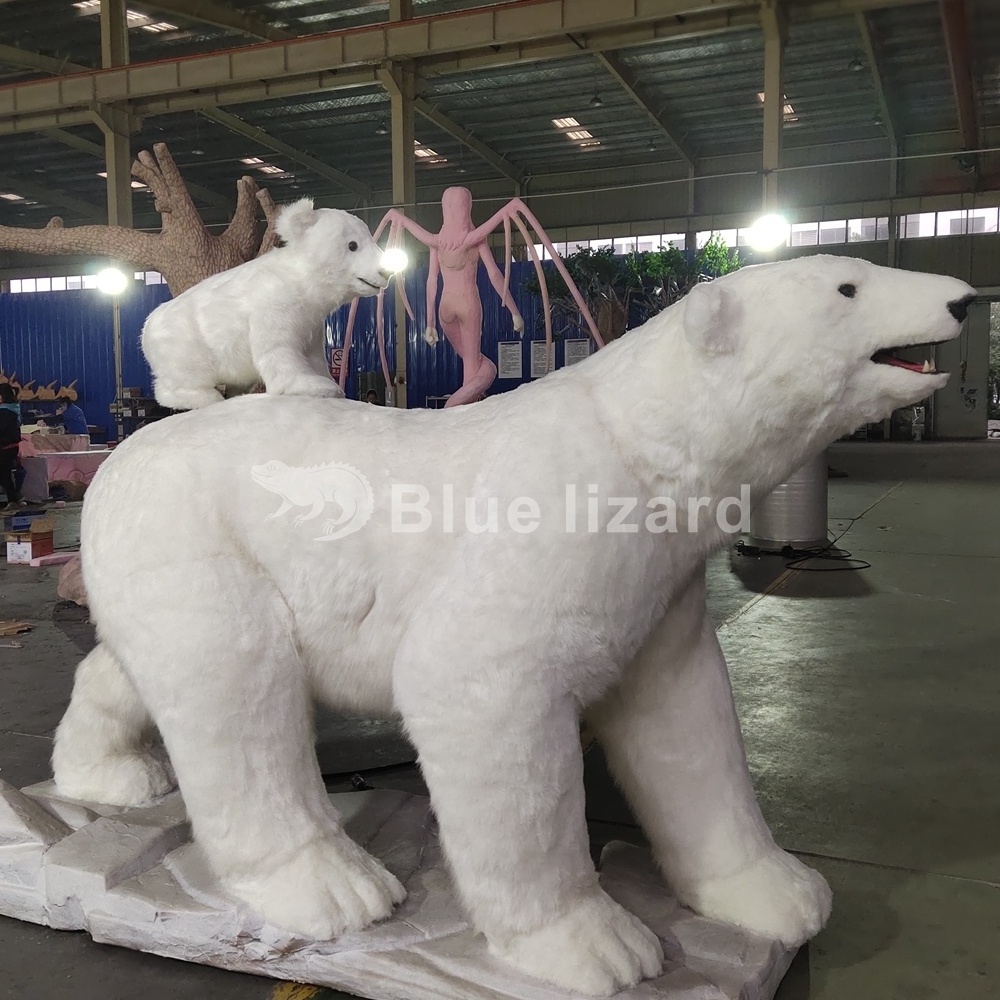 Lifelike artificial animatronic animal  Infrared Control  polar bear model for theme zoo park