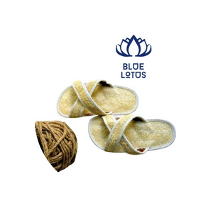 The cost-effective, machine-washable, water-resistant, and eco-friendly Loofah slippers are sold by Blue Lotus Farm.