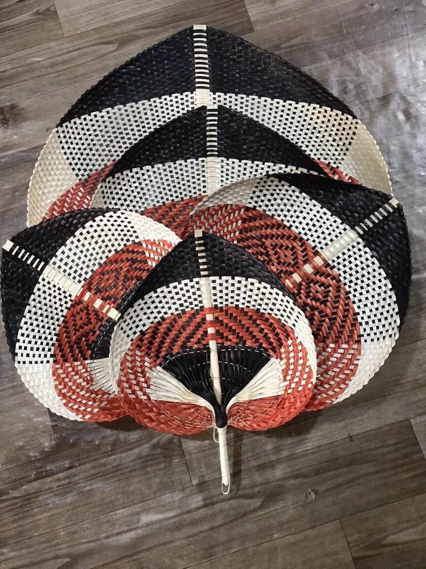 Rattan Decor Hand Fans, Bulk Wedding Camping Tropical Party Vietnam Hand Crafted Palm Leaf Fan, Bamboo Raffia Fan Hand Made Fan