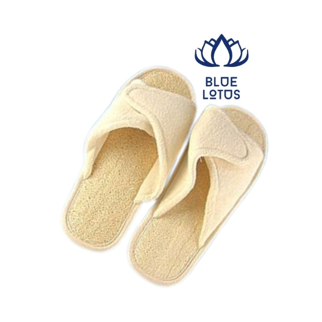 Blue Lotus Farm sells the machine-washable, waterproof, eco-friendly, and reasonably priced Loofah slippers.