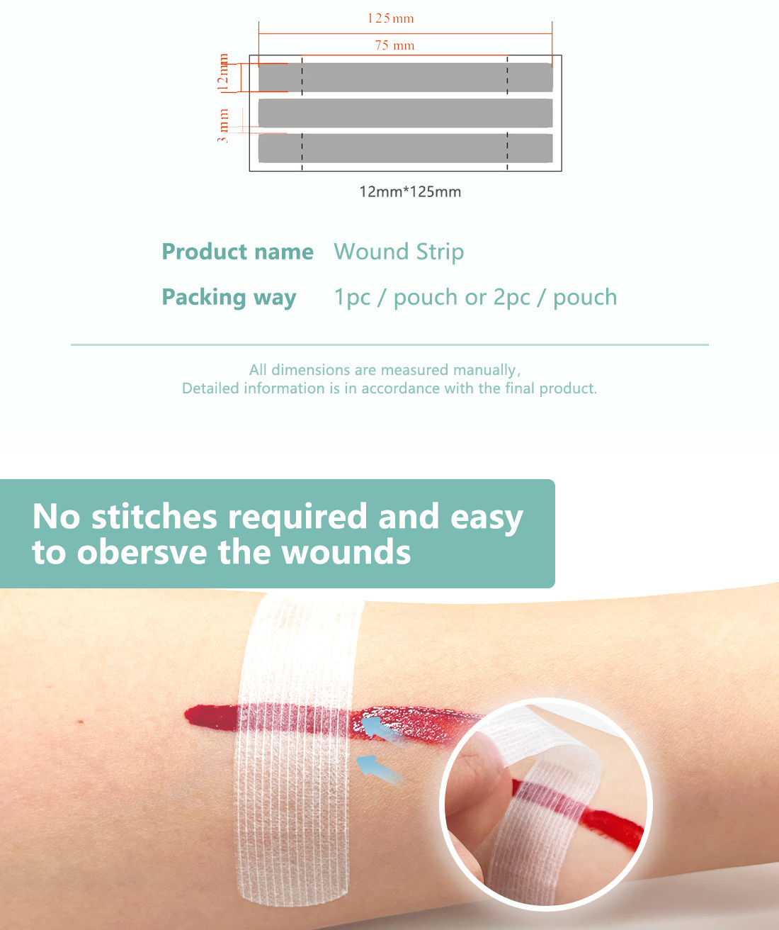 BLUENJOY Hospital Surgical Wound Steri-Strip Tape Reinforced Skin Closure Sterile Strips