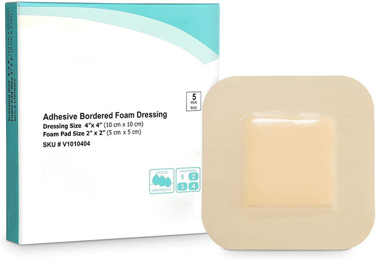 BLUENJOY Sterile Waterproof Medical Wound Dressing Surgical Pu Foam Wound Dressing With Pad Adhesive Foam Dressing